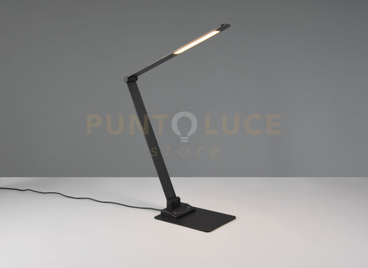 TRAVIS LAMPADA DA STUDIO LED 6,5W 650lm, 3000+5000+6500K NERA TOUCH RICARICABILE USB CON REGOLAZIONE TEMPERATURA DI COLORE E FUNZIONE MEMORIZZAZIONE H. 72CM