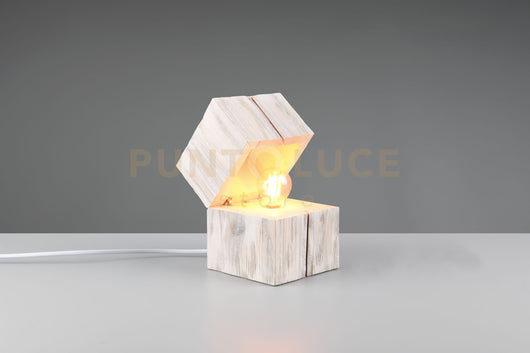 TREASURE LAMPADA DA TAVOLO ATTACCO E14 LAMPADINA  INCLUSA LEGNO BIANCO H. 16CM