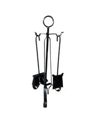 Trespolo per Camino, Set di Accessori in Ferro Battuto, con Anello, 22x54 cm