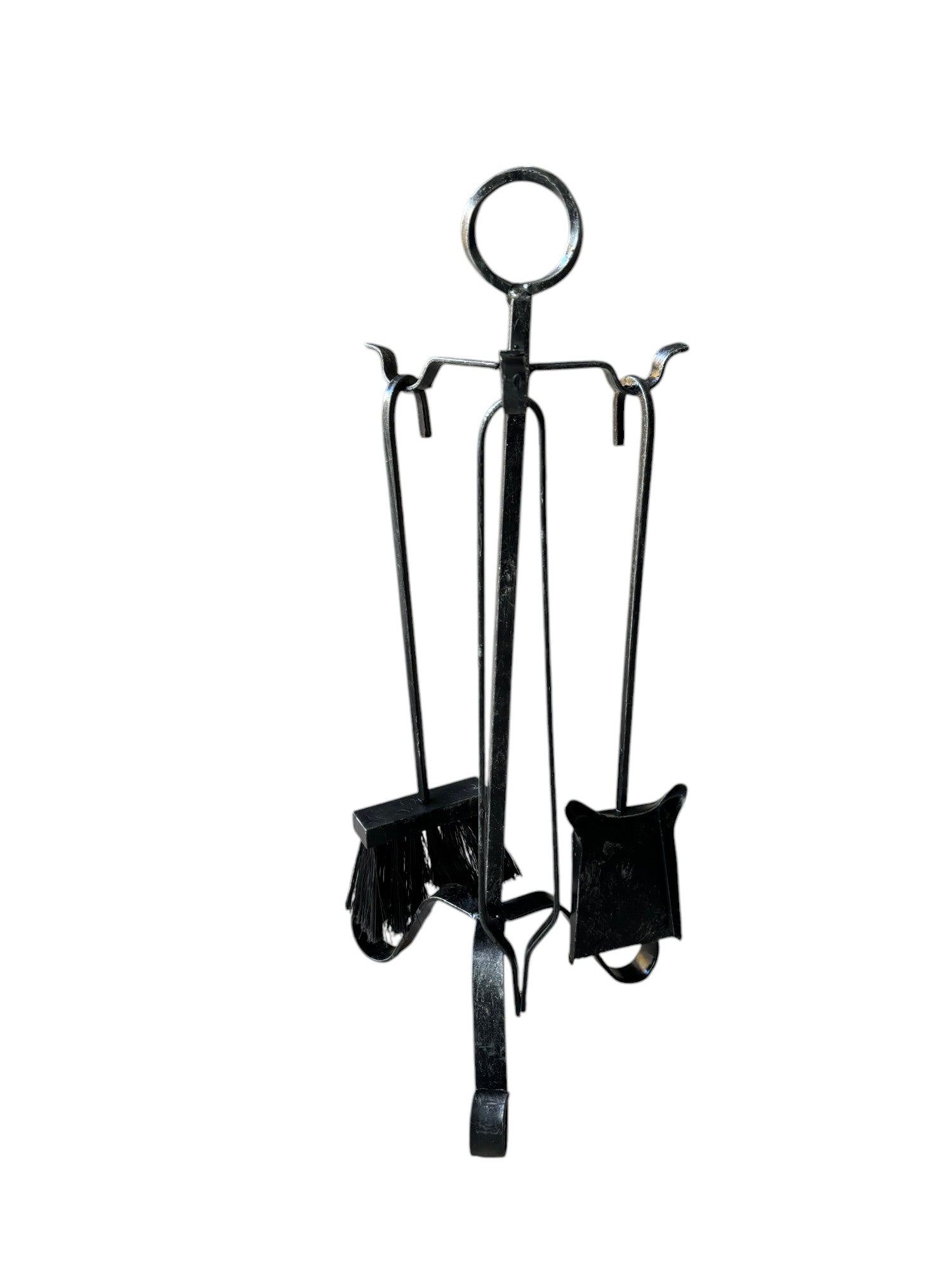 Trespolo per Camino, Set di Accessori in Ferro Battuto, con Anello, 22x54 cm