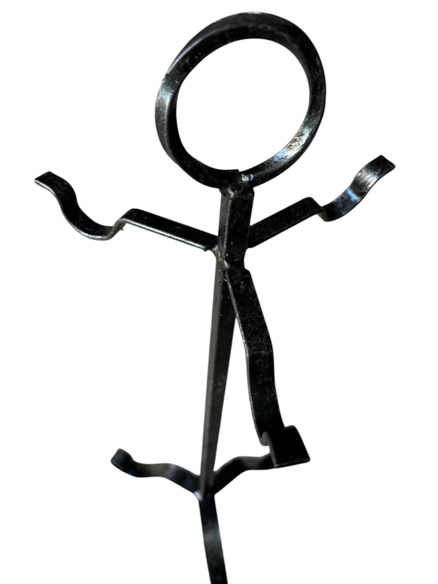 Trespolo per Camino, Set di Accessori in Ferro Battuto, con Anello, 22x54 cm