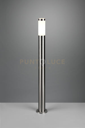 TRIOTO PALO DA ESTERNO CILINDRO ACCIAIO SATINATO E DIFFUSORE OPALE H. 80CM IP44 1 LUCE ATTACCO E27