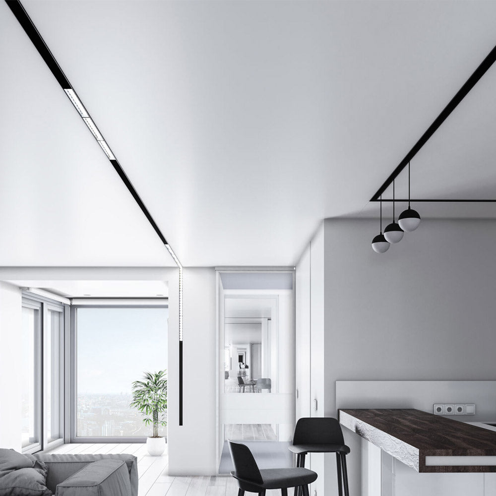 Binario Con Spessore 8Cm Moderno Busbar Trunkings S35 Alluminio Nero 1M