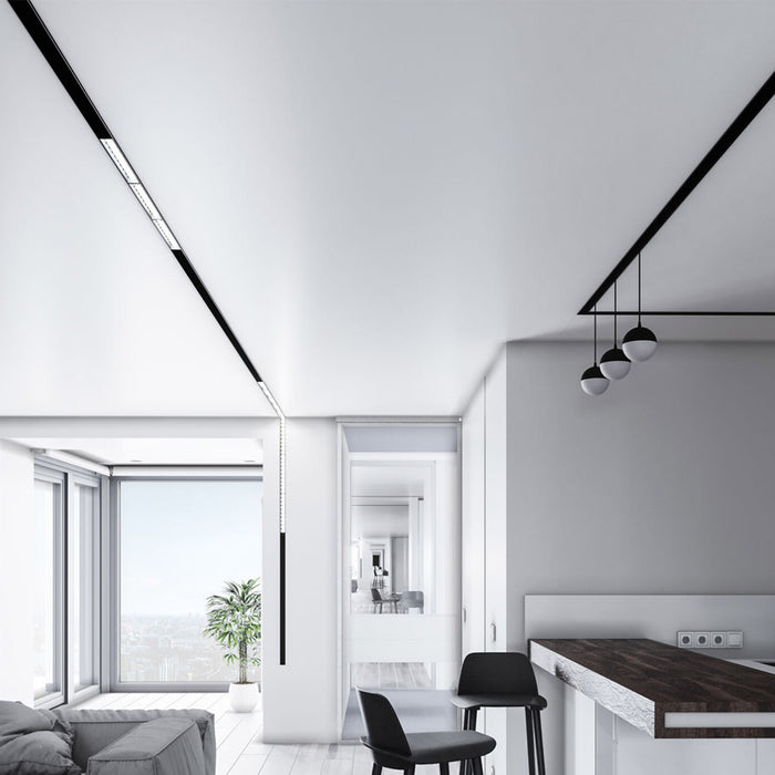 Binario Con Spessore 8Cm Moderno Busbar Trunkings S35 Alluminio Nero 1M