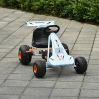 Go Kart Veicolo per Bambini a Pedali con Freni, Sedile Regolabile, Giocattolo per Bambini da 3 Anni, Acciaio, 97 x 66 x 59 cm, Azzurro Chiaro