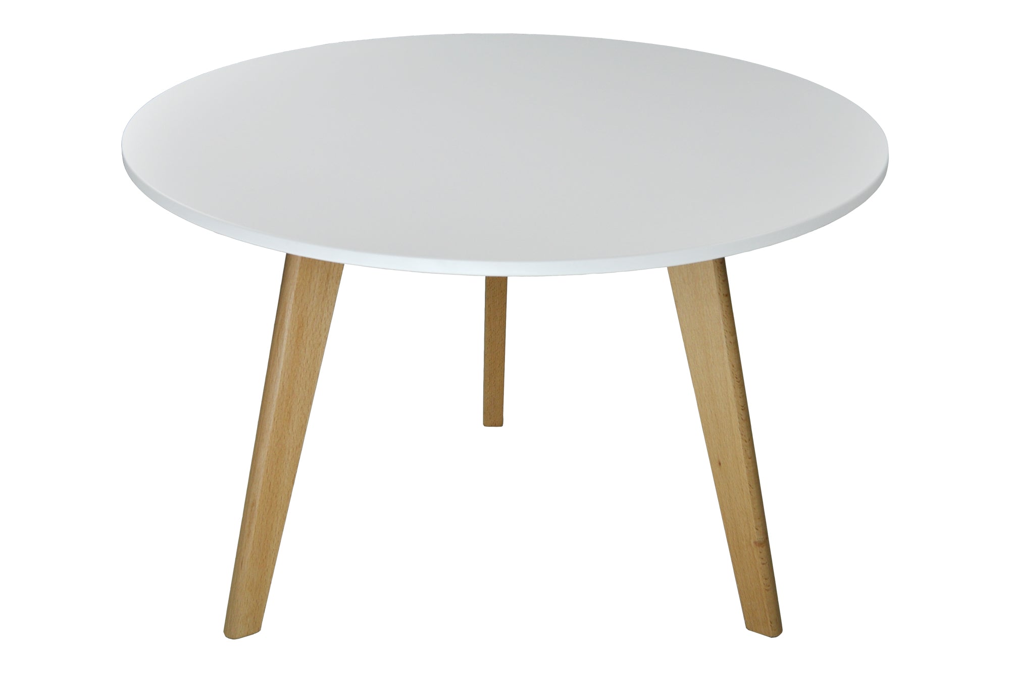 Tavolino rotondo da salotto mod. Oliver con top bianco in mdf e piedi in legno TS08OLPL