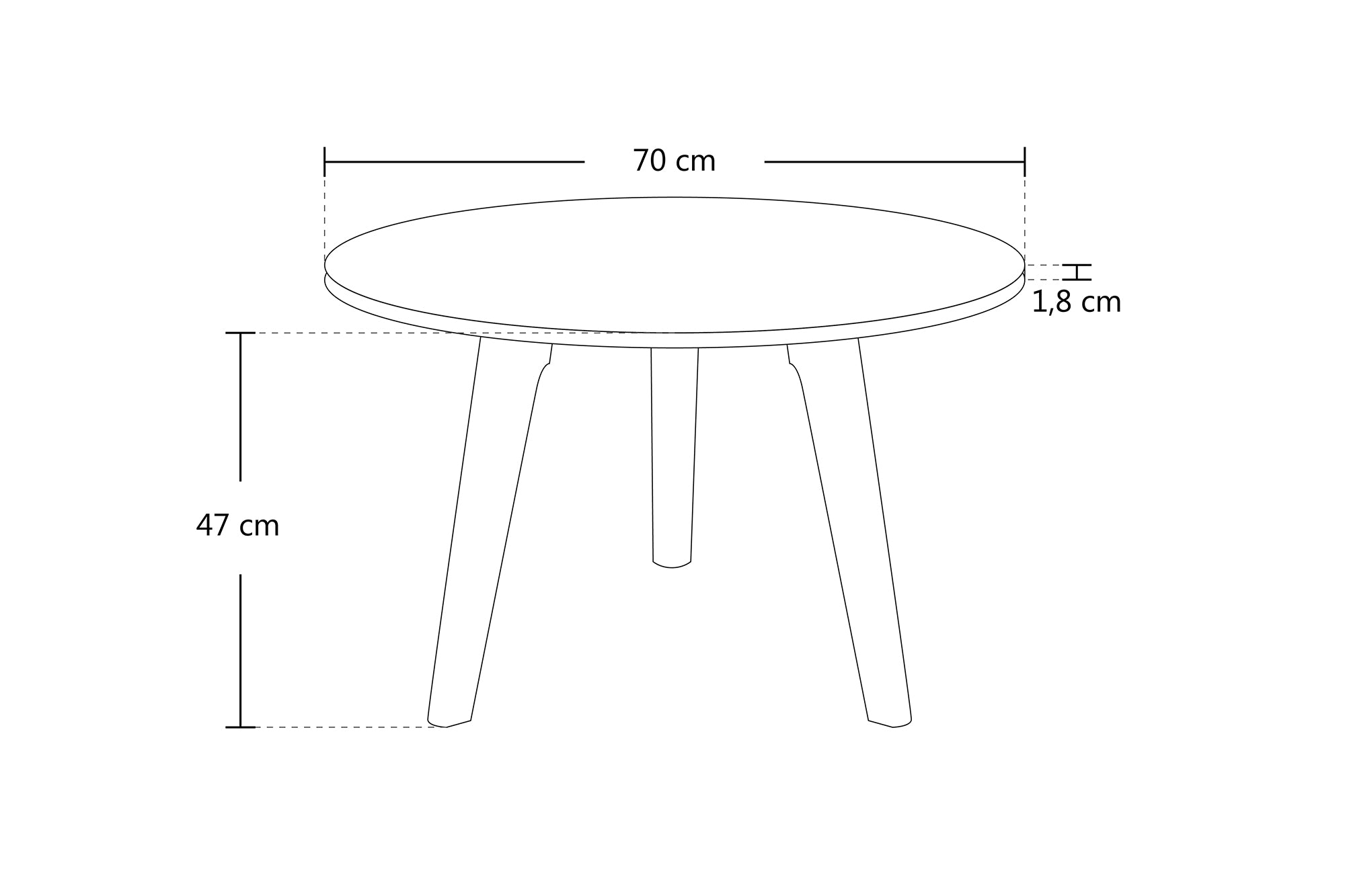 Tavolino rotondo da salotto mod. Oliver con top bianco in mdf e piedi in legno TS08OLPL