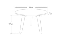 Tavolino rotondo da salotto mod. Oliver con top bianco in mdf e piedi in legno TS08OLPL