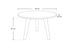 Tavolino rotondo da salotto mod. Oliver con top bianco in mdf e piedi in legno TS08OLPL
