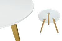 Tavolino rotondo da salotto mod. Oliver con top bianco in mdf e piedi in legno TS08OLPL