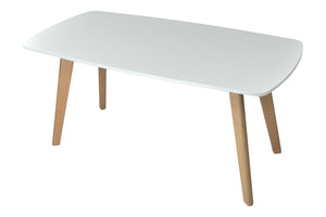 Tavolino da salotto mod. Pegaso con top bianco in mdf e piedi in legno TS08PEPL