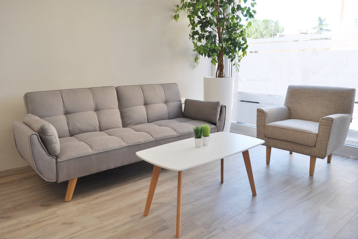 Tavolino da salotto mod. Pegaso con top bianco in mdf e piedi in legno TS08PEPL