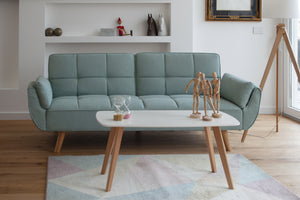 Tavolino da salotto mod. Pegaso con top bianco in mdf e piedi in legno TS08PEPL