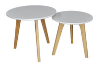 Tavolini da salotto con top bianco in mdf e piedi in legno - Twins - TS08TWPL