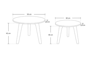 Tavolini da salotto con top bianco in mdf e piedi in legno - Twins - TS08TWPL