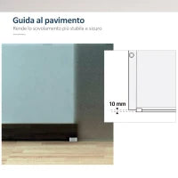 Porta Scorrevole Interna in Vetro Smerigliato e Satinato con Binario B3 in Alluminio per Bagno Cucina Studio Vetro 205x 90x 0,8cm