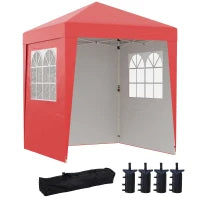 Gazebo da Giardino Pop-up Pieghevole Regolabile in Altezza Protezione UV 30+, 3 Pareti Laterali, Rosso