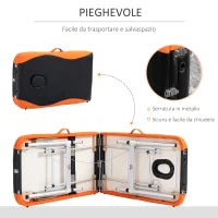 Lettino Massaggi Pieghevole, Portatile e Regolabile 185x60cm Nero e Arancione