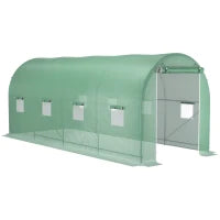 Serra a Tunnel da Giardino 5x2x2 m con 8 Finestre e Porta Avvolgibile, Verde