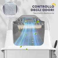 Lettiera per Gatti Chiusa a 2 Ingressi con Deodorante e Paletta, 60.4x40.4x41.8 cm, Bianco e Grigio