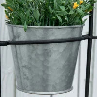 Portapiante Verticale Pieghevole con 5 Vasi da Esterno in Metallo, 82x12.5x150cm, Nero