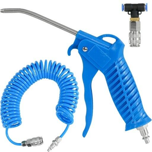 TUBO ARIA COMPRESSA FLESSIBILE PER COMPRESSORE 5 MT + PISTOLA SOFFIAGGIO