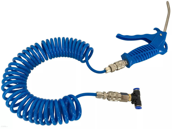 TUBO ARIA COMPRESSA FLESSIBILE PER COMPRESSORE 5 MT + PISTOLA SOFFIAGGIO