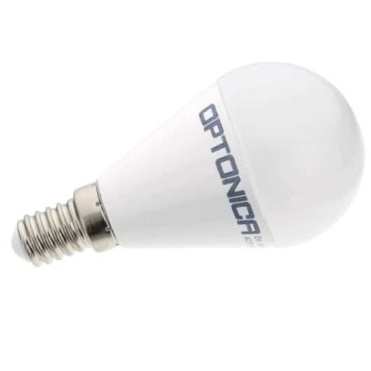 Optonica lampadine led e14 g45 8w classe energetica f in vetro opaco bianco *** temperatura colore lampada 2700k bian...