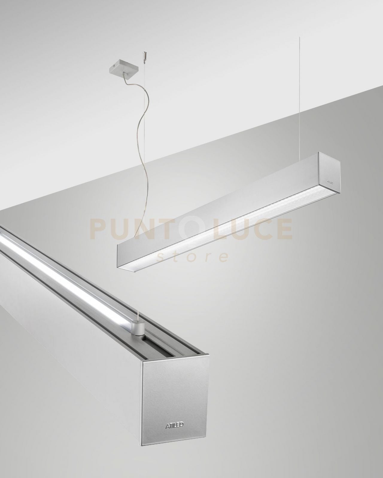 TURNER SOSPENSIONE A DOPPIA EMISSIONE ALLUMINIO  29W+15W 3000K 3470+1290LM PRISMATIC 100CM