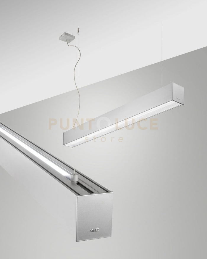 TURNER SOSPENSIONE A DOPPIA EMISSIONE ALLUMINIO  29W+15W 3000K 3470+1290LM PRISMATIC 100CM