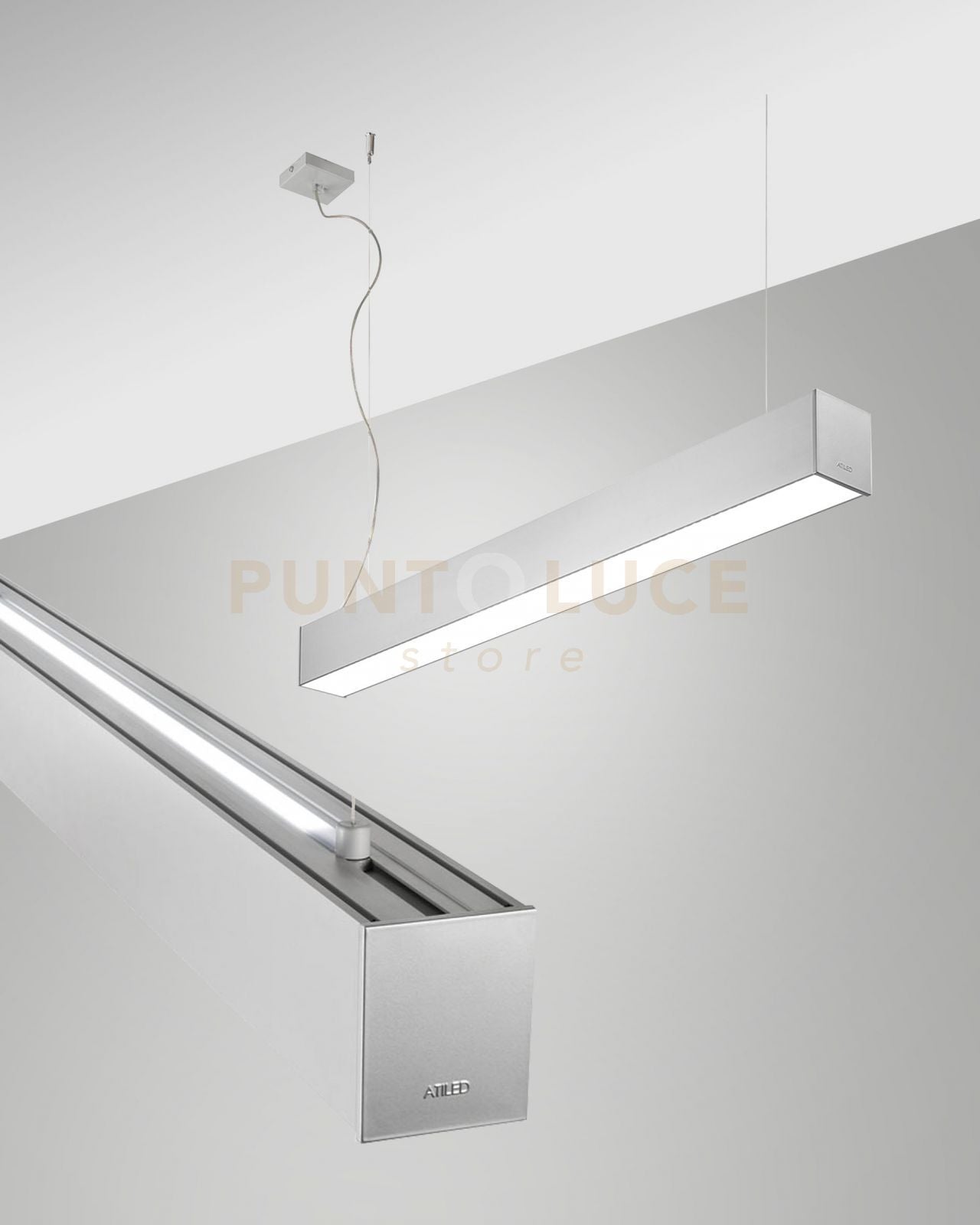 TURNER SOSPENSIONE A DOPPIA EMISSIONE ALLUMINIO 29W+15W 4000K 3570+1440LM OPALE 100CM DIMMERABILE DALI