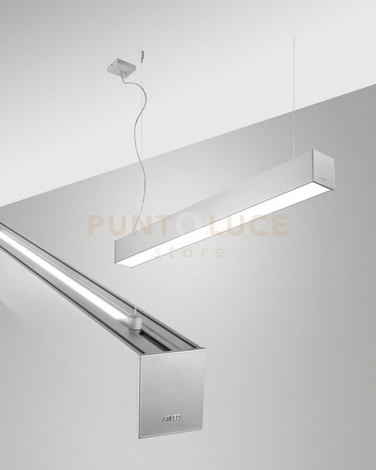 TURNER SOSPENSIONE A DOPPIA EMISSIONE ALLUMINIO 29W+15W 4000K 3570+1440LM OPALE 100CM DIMMERABILE DALI