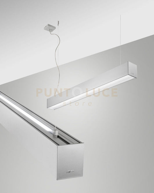 TURNER SOSPENSIONE A DOPPIA EMISSIONE ALLUMINIO 29W+15W 4000K 3570+1440LM PRISMATIC 100CM