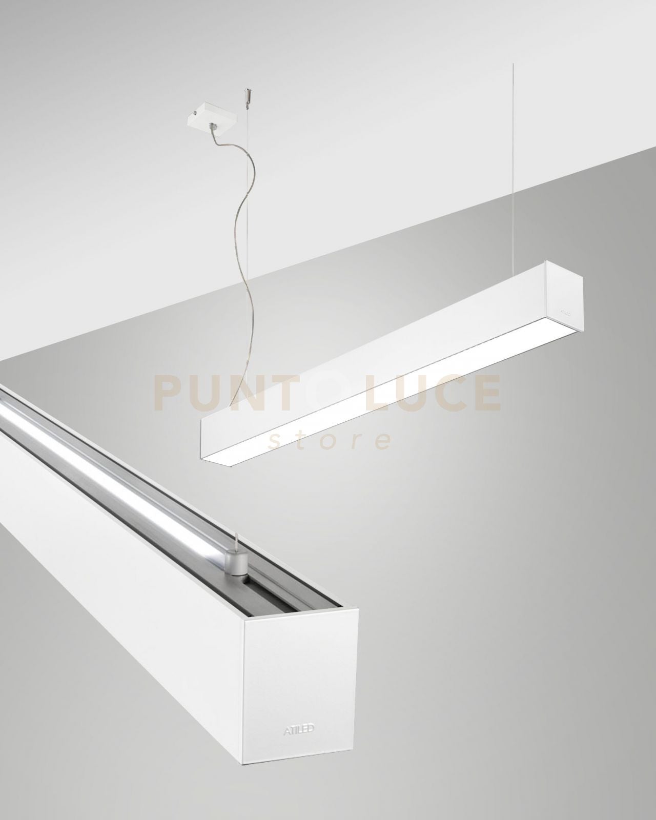 TURNER SOSPENSIONE A DOPPIA EMISSIONE BIANCA 29W+15W 3000K 3470+1290LM OPALE 100CM
