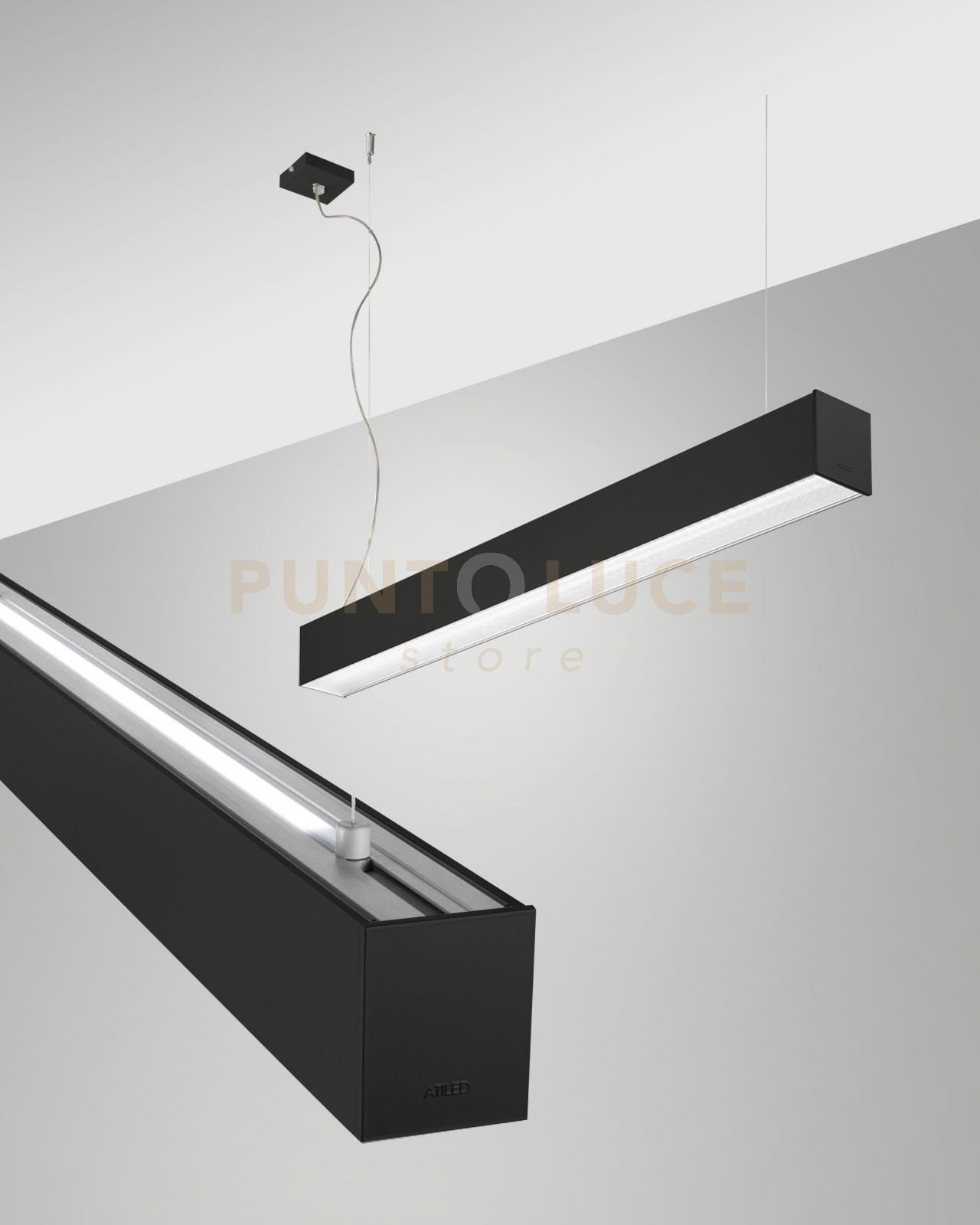 TURNER SOSPENSIONE A DOPPIA EMISSIONE NERA  29W+15W 3000K 3470+1290LM PRISMATIC 100CM