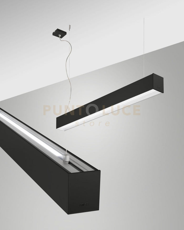 TURNER SOSPENSIONE A DOPPIA EMISSIONE NERA  29W+15W 3000K 3470+1290LM PRISMATIC 100CM