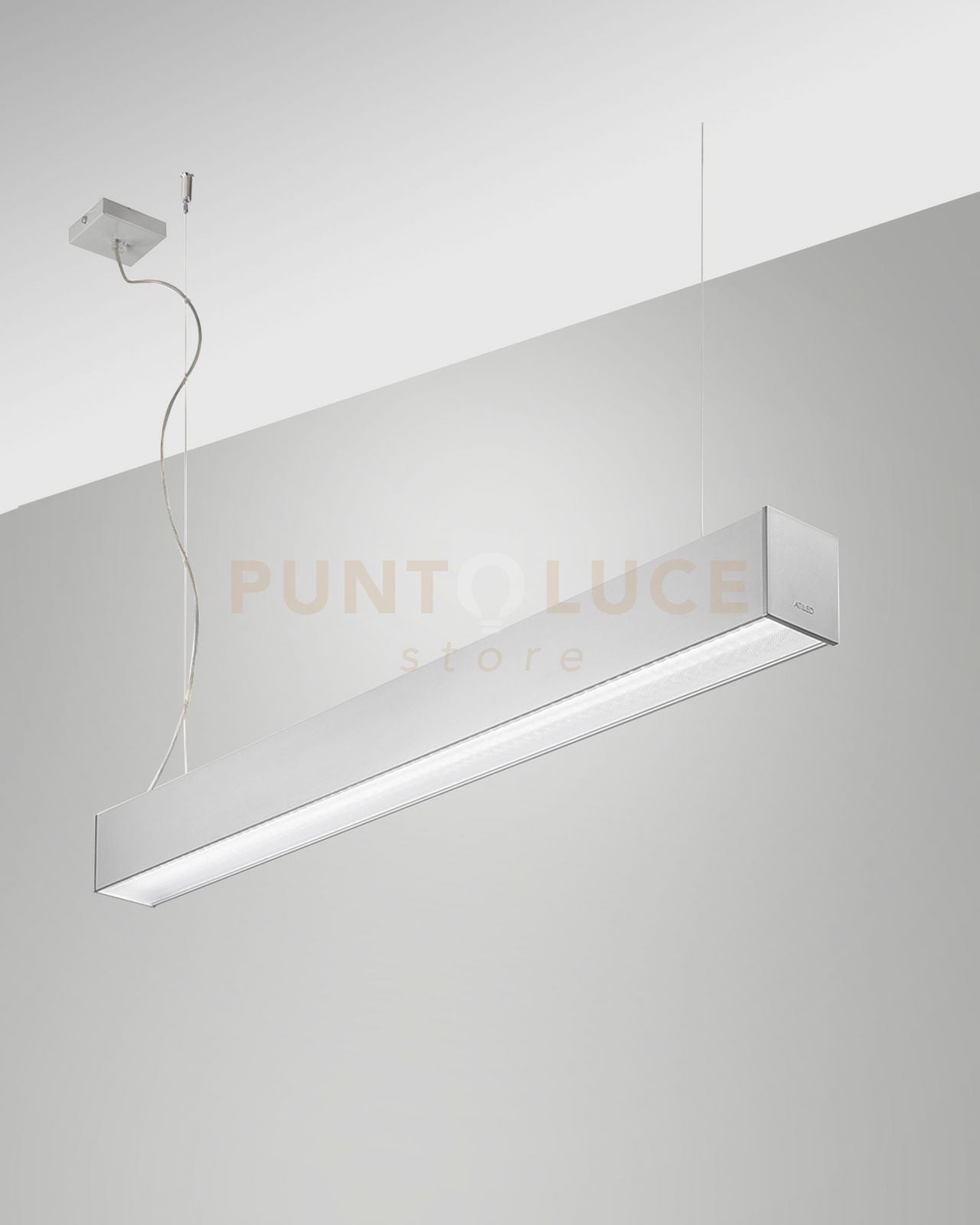 TURNER SOSPENSIONE ALLUMINIO LED 29W 3000K 3470LM PRISMATIC IP40  DIMMERABILE DALI 100CM