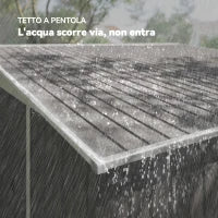 Casetta da Giardino con Porta Scorrevole, in Acciaio, 345x280.5x169-201cm, Grigio
