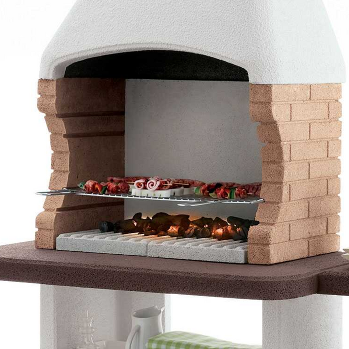 Barbecue in cemento orlando con griglia regolabile e piano d'appoggio