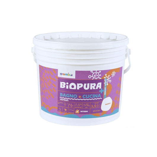 Idropittura traspirante antimuffa interni bagno cucina linea biopura cromika *** formato 2.5 lt, confezione 1