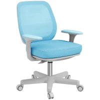 Sedia da Ufficio Ergonomica e Reclinabile ad Altezza Regolabile con 5 Rotelle, 55x48x82.5-94.5 cm, Azzurra