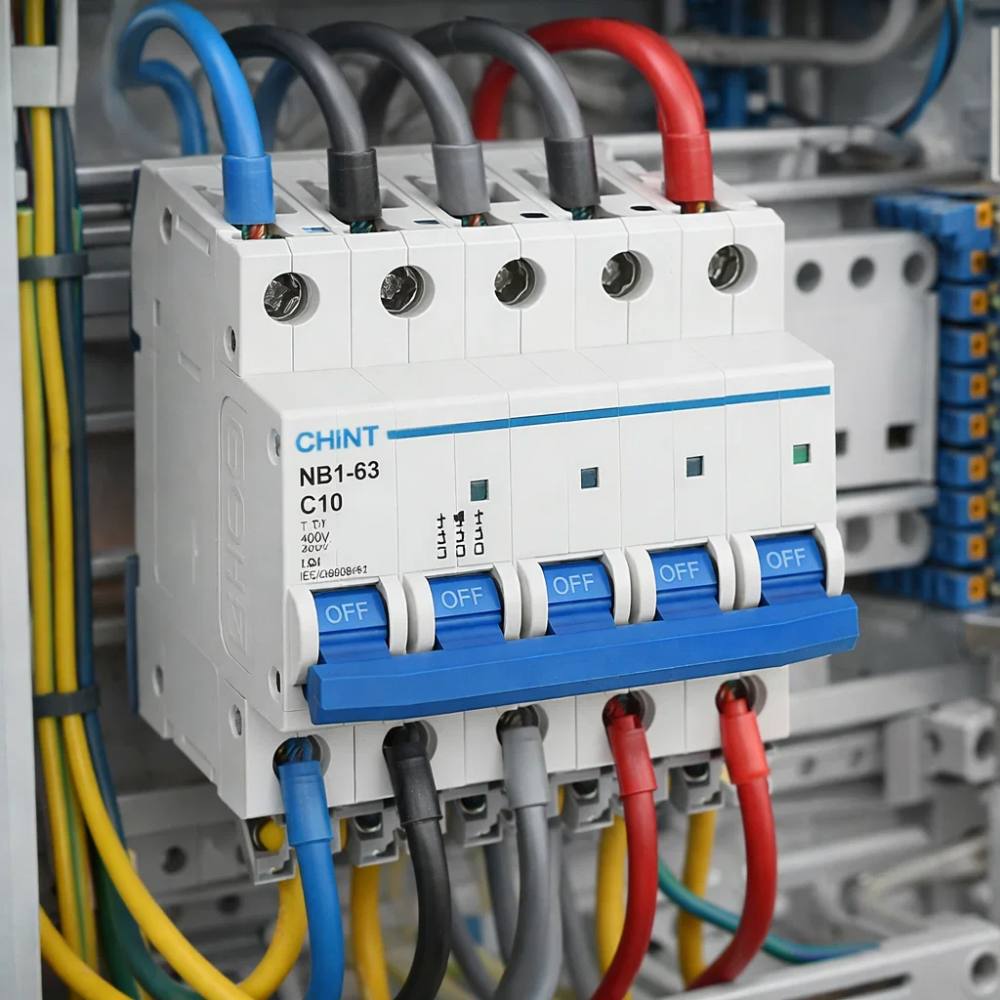 Interruttore magnetotermico 4p 6ka curva c chint serie nb1-63 da quadro din *** ampere 10 ampere, confezione 1