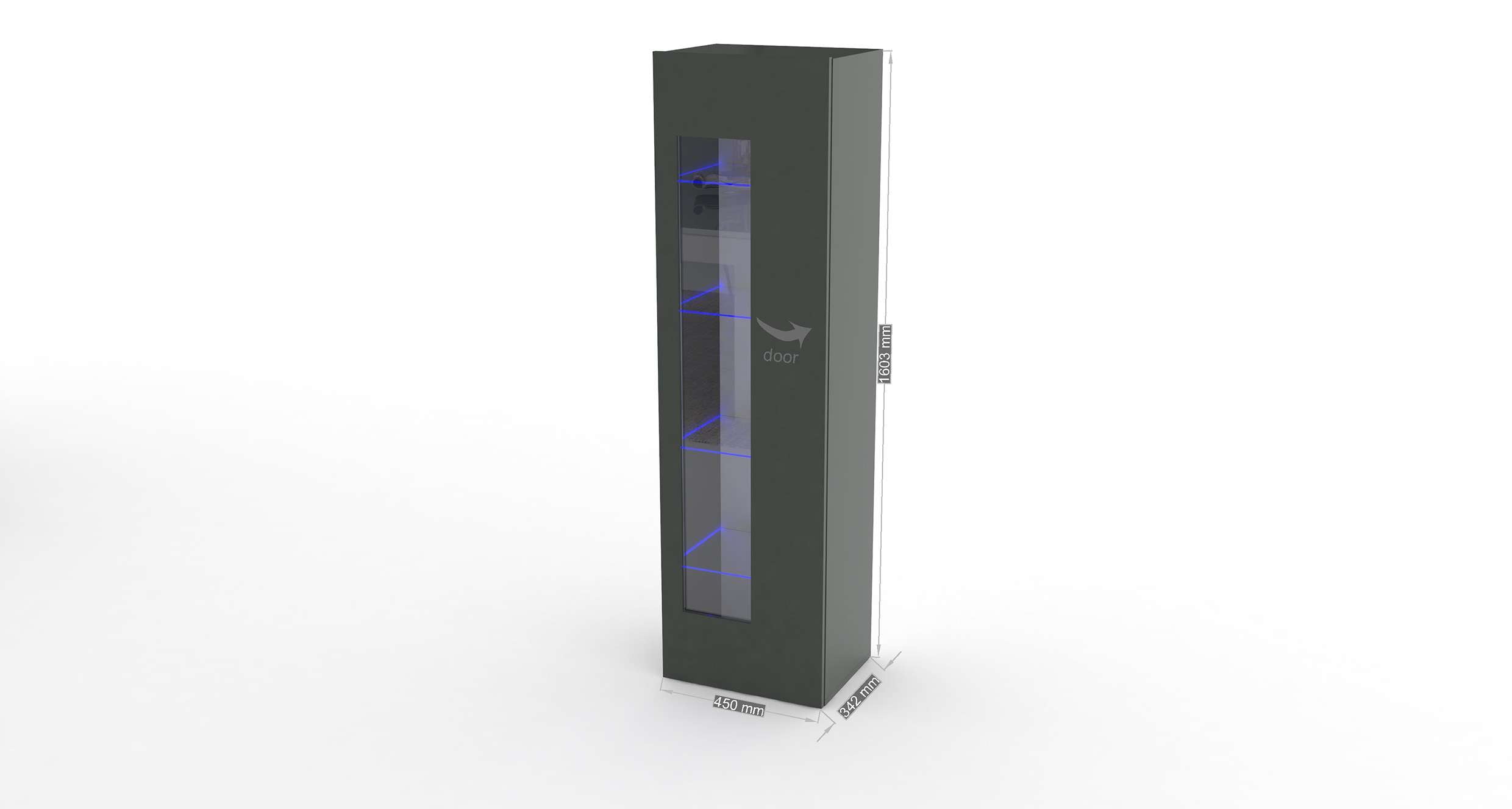 Mobile Vetrina DAIQUIRI L 45 x H 162 x P 34 cm grigio