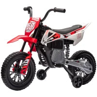 Moto Elettrica per Bambini con Rotelle e Indicatore di Carica, in PP e Metallo, 107x56x70 cm, Rosso
