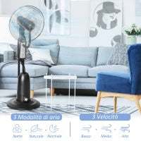 Ventilatore Nebulizzatore e Deumidificatore Oscillante 70° con 3 Modalità, Telecomando e Timer 7.5h, Tanica 2.8L, 90W, Ф44.5cm x 120cm