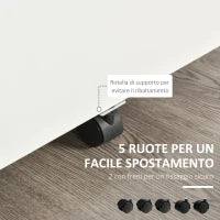 Cassettiera Ufficio a 2 Cassetti con Serratura e 5 Ruote, in Truciolato, 40x49x58 cm, Bianco