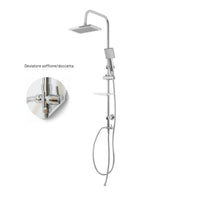 Colonna doccia attrezzata luna ottone cromato soffione e doccetta quadrati *** materiale staffe a parete ottone, pezzi 1