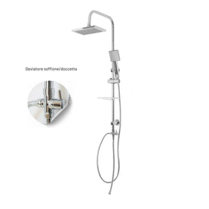 Colonna doccia attrezzata luna ottone cromato soffione e doccetta quadrati *** materiale staffe a parete ottone, pezzi 1