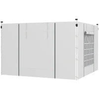 Set 2 Pareti per Gazebo 3x3 m e 3x6m con Finestre e Tende Avvolgibili, 295x195cm, Bianco