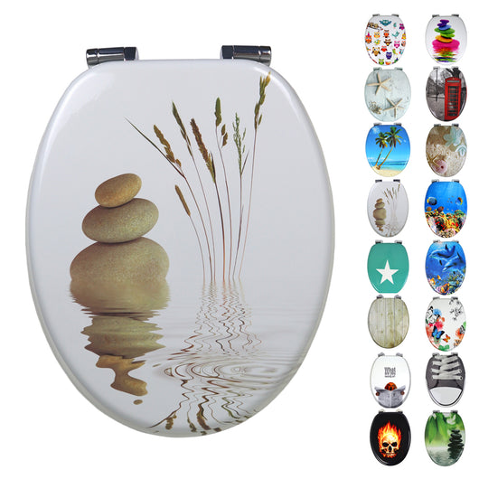 Sedile copri wc universale frizionato fantasia mdf chiusura rallentata *** fantasia beige stone, confezione 1